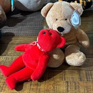 Ty Stuffed Animal Duo - Red and Tan Bears